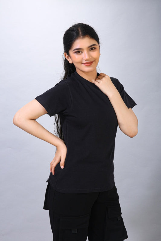 Skin Kef Flow Women's Black Athleisure T-shirt